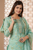 Teal Colour Muslin Printed Suit