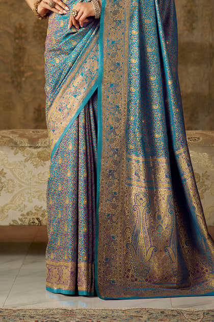 Blue Minakari Woven Silk Saree