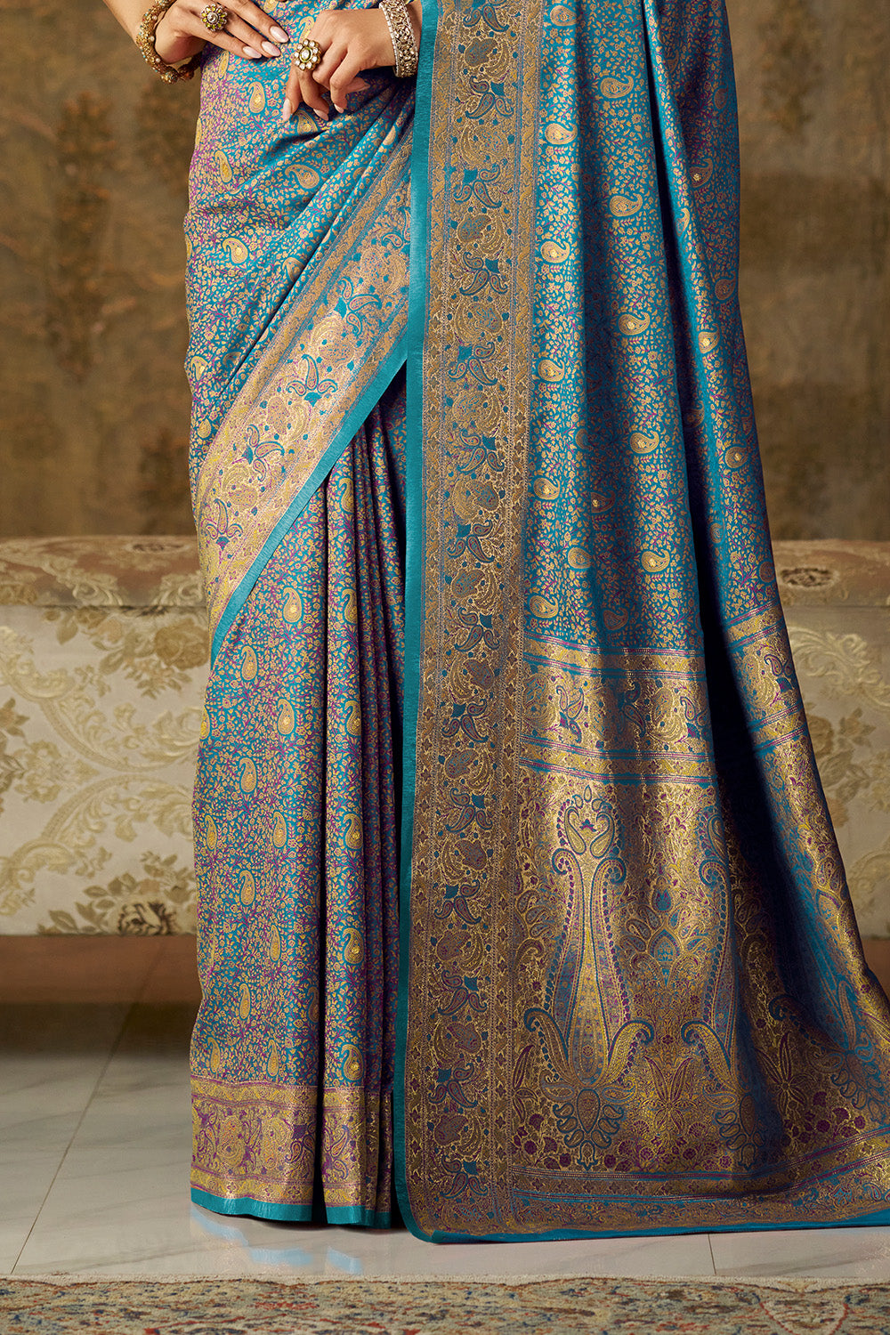 Blue Minakari Woven Silk Saree