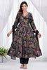 Black & Beige Muslin Floral Printed Neck-Embroidered Anarkali Suit