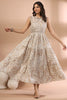 Beige & Cream Color Cotton Printed Peonies Dress