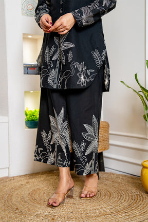 Black Color Floral Printed Cotton Co-ord Set