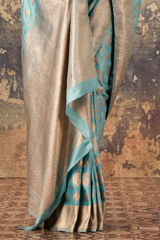 Light Turquoise Woven Silk Banarasi Saree