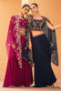 Magenta Organza Embroidered Crop-Top Dress With Shruge Stlye Dupatta And Palazzo