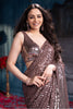 Brown Sequins Embroidered Georgette Saree