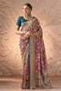 Purple Color Position Print Woven Silk Saree With Swarovski Work
