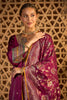 Wine Silk Embroidered Unstitched Suit Material With Banarsi Dupatta