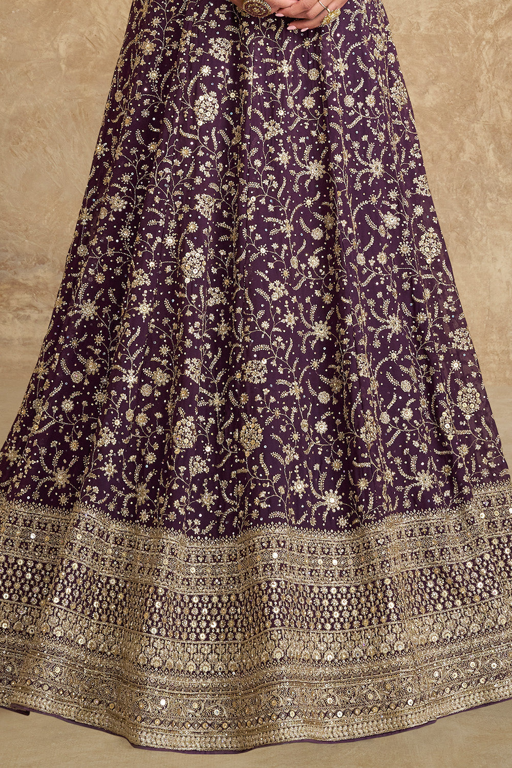 Wine Color Georgette Heavy Embroidered Anarkali Suit