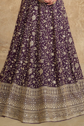 Wine Color Georgette Heavy Embroidered Anarkali Suit