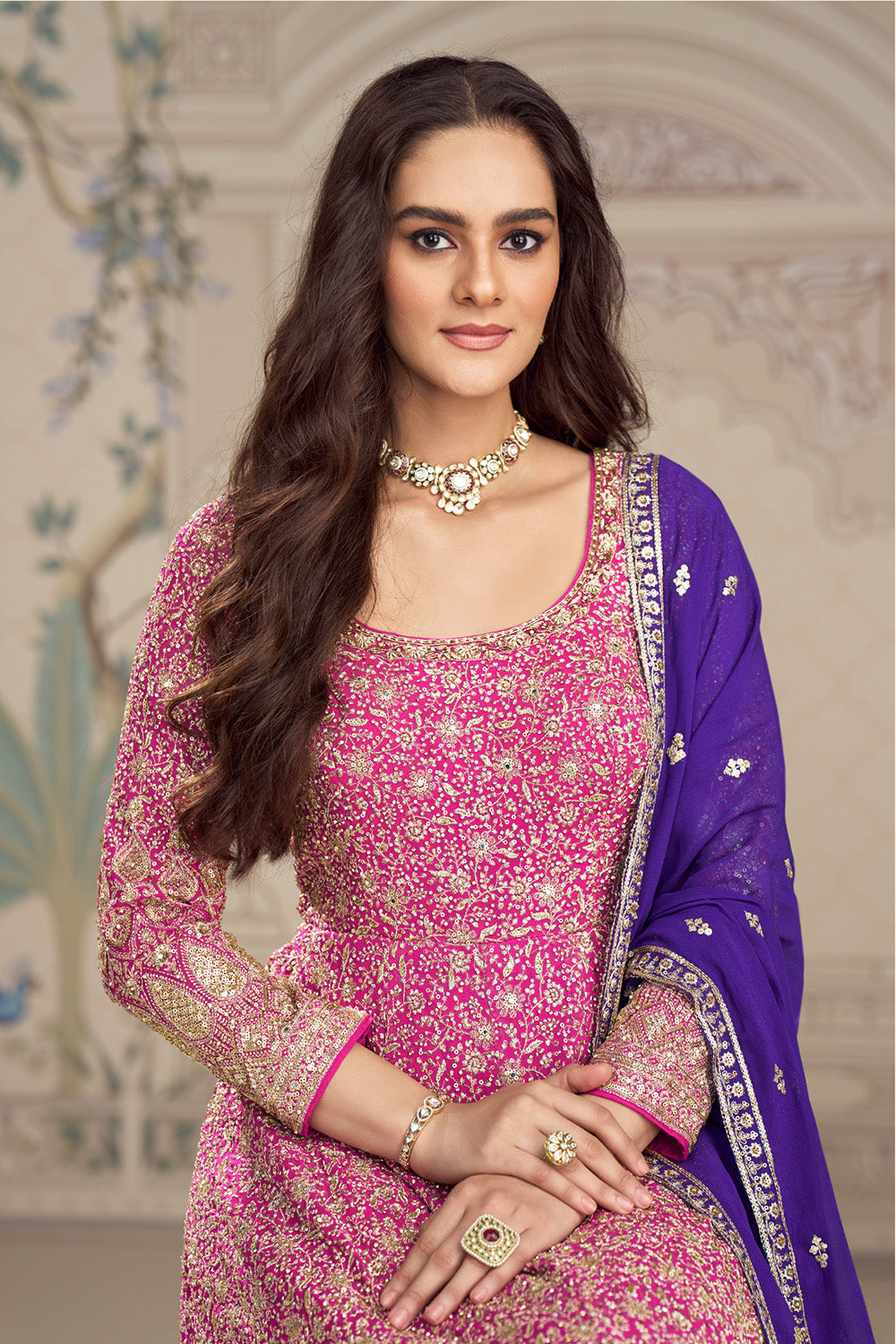 Rani Georgette Zari and Sequins Embroidered Anarkali Suit