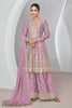 Light Mauve Color Embroidered Crepe Silk Peplum Suit