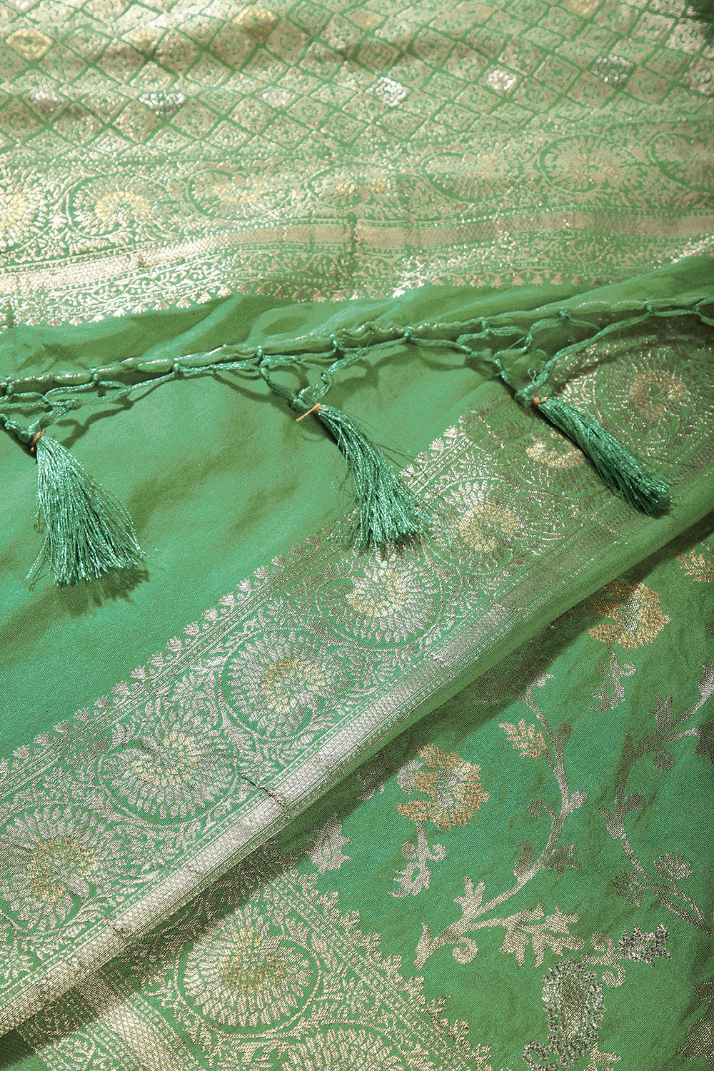Sea Green Color Zari Woven South Silk Saree