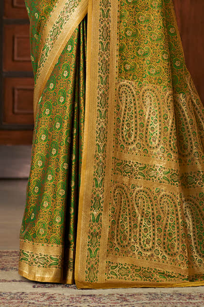Green Silk Minakari Woven Saree