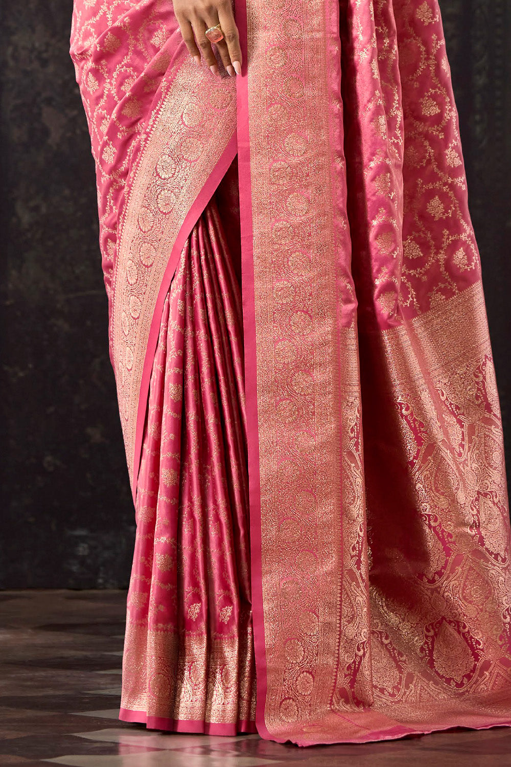 Dusty Pink Katan Silk Banarasi Zari Woven Saree