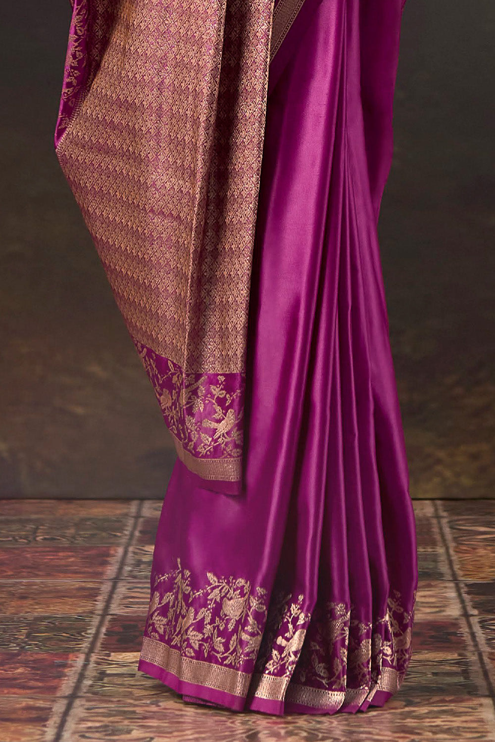 Velvet Woven Mulberry Silk Saree