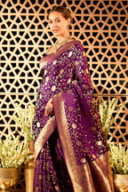 Purple Banarasi Katan Silk Saree