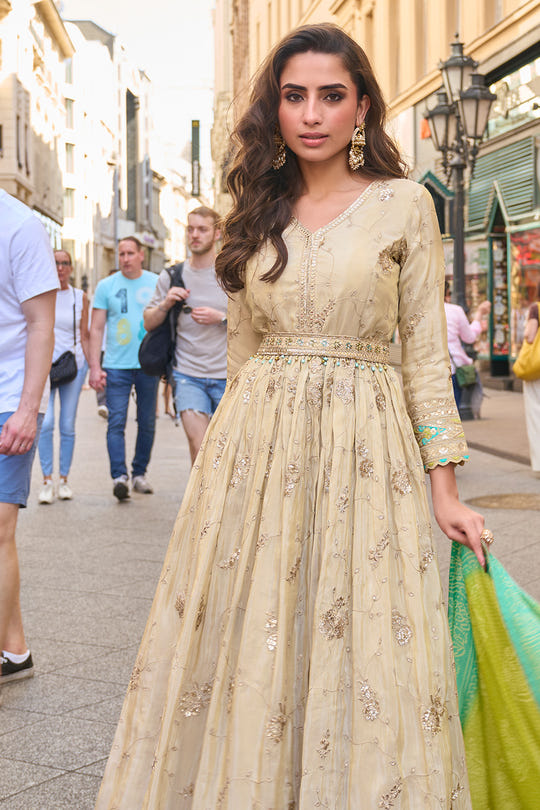 Light Pista Green Embroidered Anarkali Suit