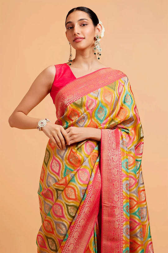 Multi-Color Khaddi Silk Woven Saree