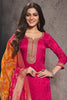 Carmine Silk Embroidered & Woven Suit Set