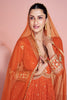 Orange Georgette Resham, Zari and Sequins Embroidered Alia Cut Anarkali Gown