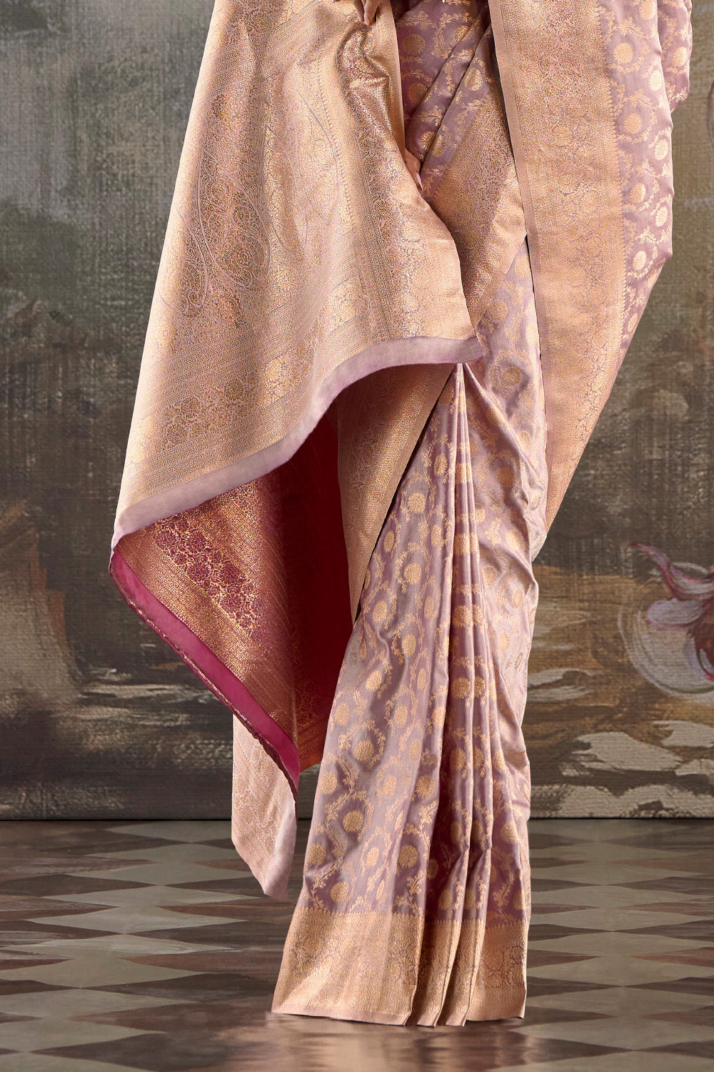 Lavender Banarasi Katan Silk Woven Saree