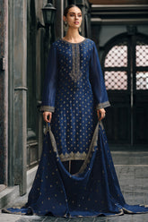 Royal Blue Color Embroidered Organza Unstitched Suit Material