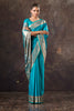 Pacific Blue Satin Silk Woven Saree