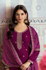 Wine Velvet Sequins and Zari Embroidered Unstitched Suit Fabric