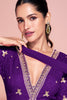 Purple Georgette Resham, Zari and Sequins Embroidered Alia Cut Anarkali Gown