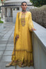 Mustard Color Embroidered Organza Unstitched Suit Material