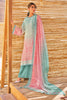 Turquoise & Pink Color Cotton Printed Unstitched Suit Material