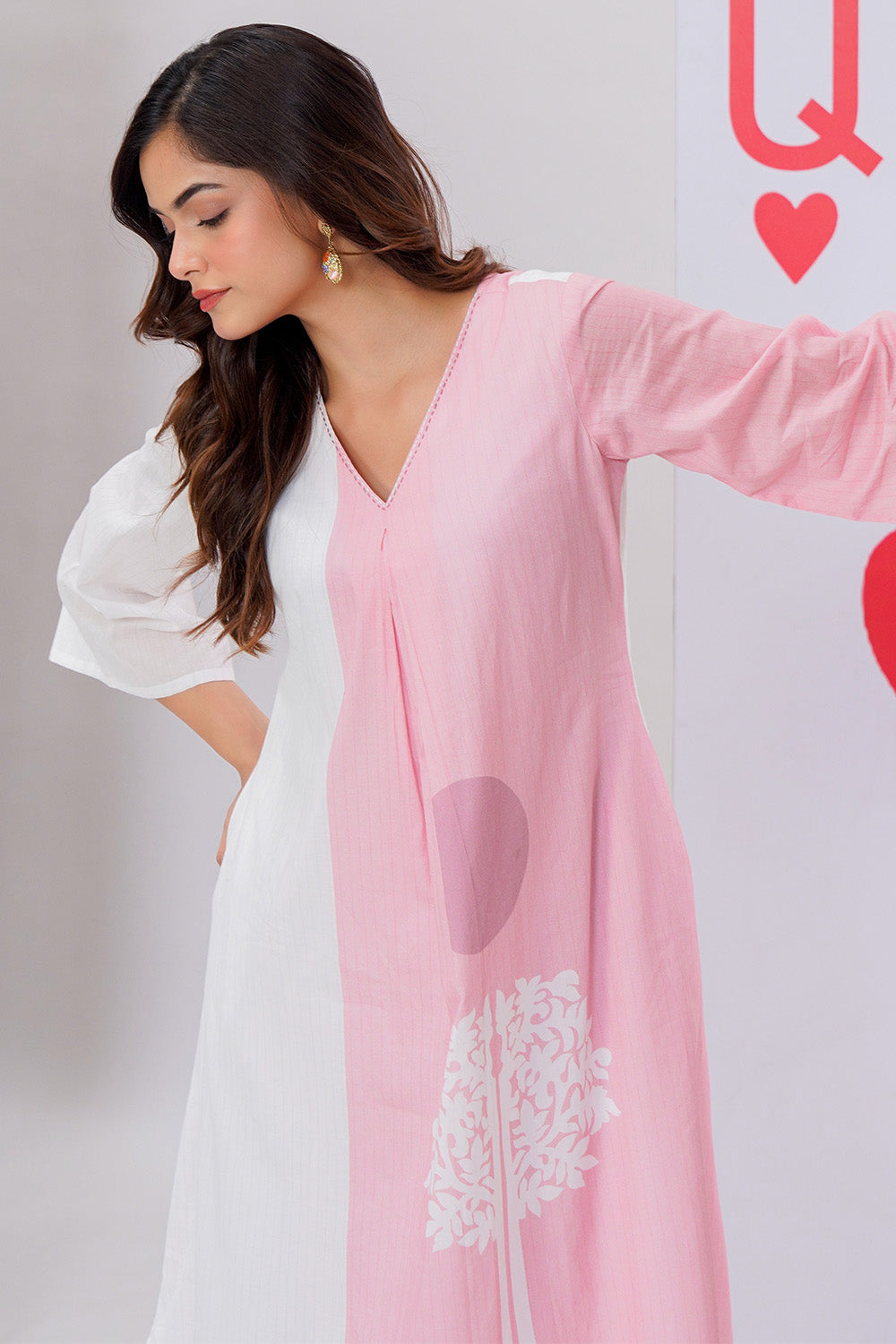 Pink Cotton Printed Kurta Set