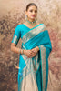 Pacific Blue  Mulberry Silk Woven Saree