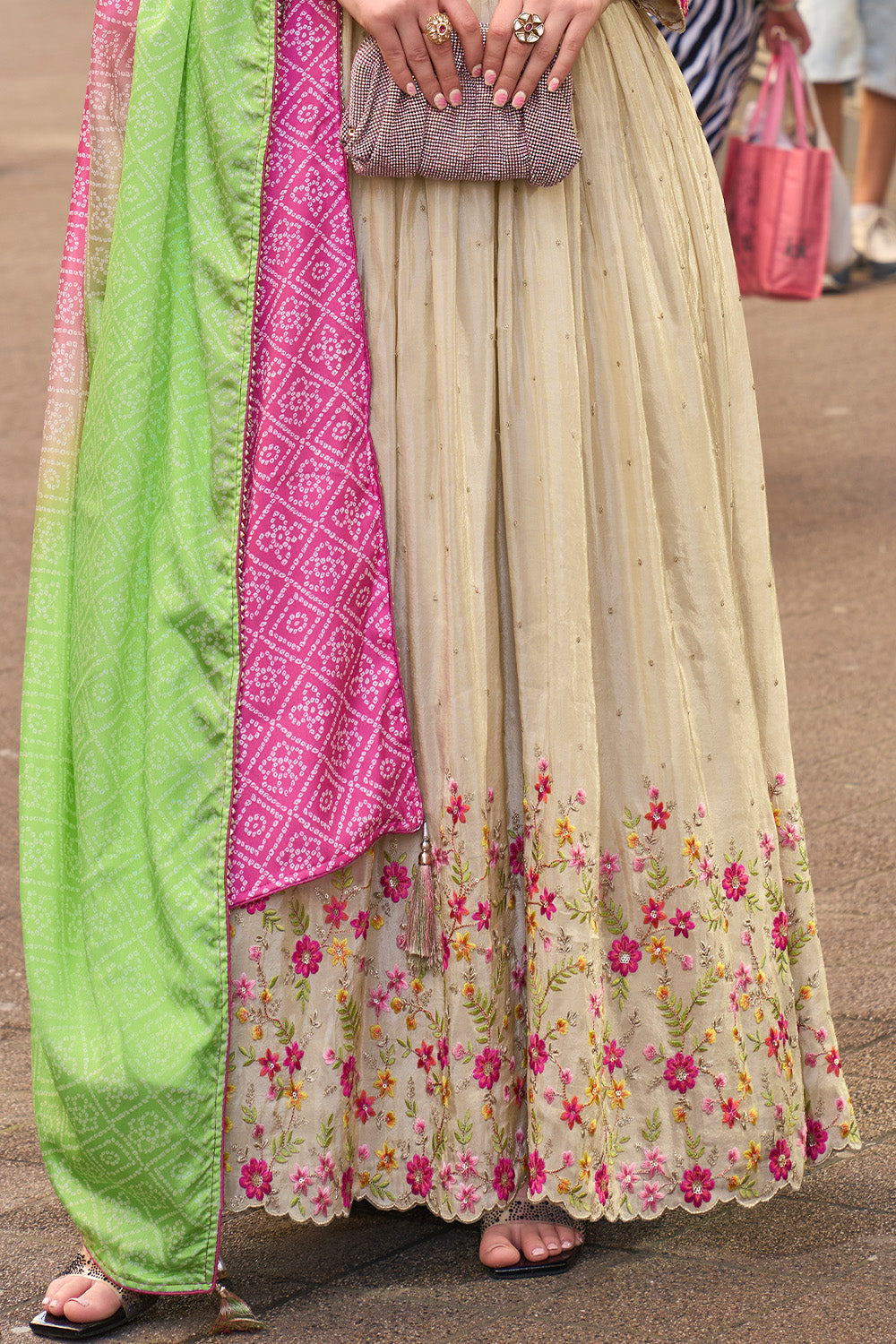 Cream Embroidered Alia Cut Anarkali Suit