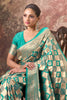 Teal & Green Silk Zari Woven Saree