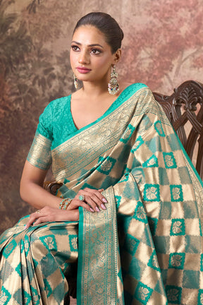 Tral & Green Silk Zari Woven Saree