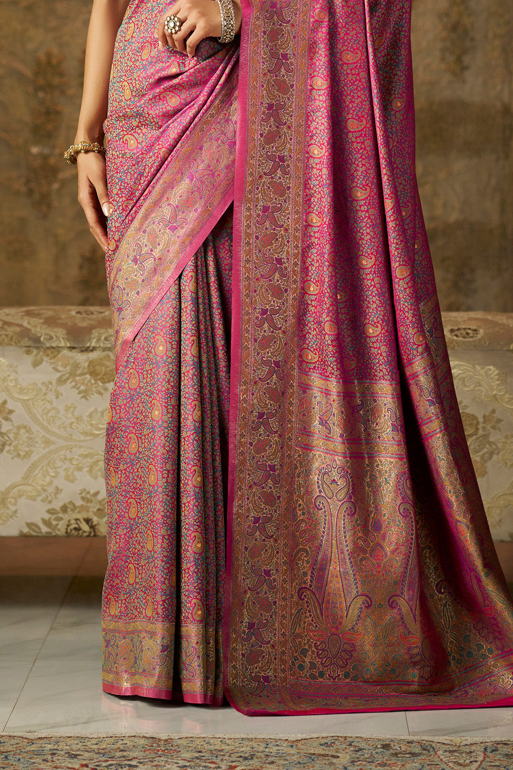 Rani Minakari Woven Silk Saree