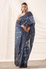 Navy Tussar Silk Printed Saree