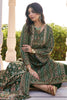 Bottle Green Spun Mughal-Inspired Paisley Printed Unstitched Suits Material