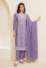 Lavender Crepe Silk Embroidered Unstitched Suit