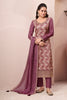 Mauve Silk Zari Woven And Embroidered Unstitched Suit Material