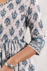 Cream & Blue Color Cotton Printed Peonies Dress