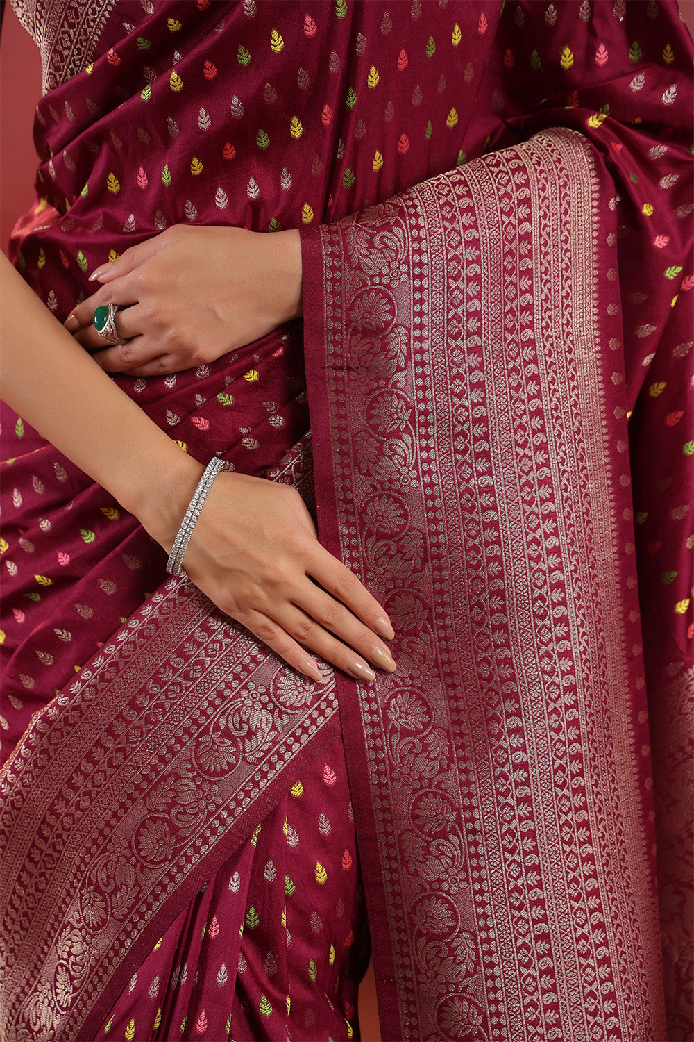 Wine Soft Silk Woven Saree