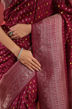 Wine Soft Silk Woven Saree