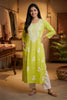 Ombre Green Resham Embroidered Rayon Cotton Kurta