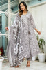 Grey Color Cotton Printed Anarkali Suit