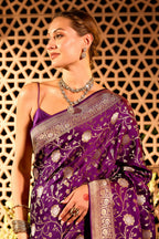 Purple Banarasi Katan Silk Saree