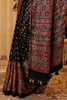 Black & Grey Pure Mulberry Silk Printed And Embroidered Saree