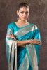 Pacific Blue Satin Silk Woven Saree