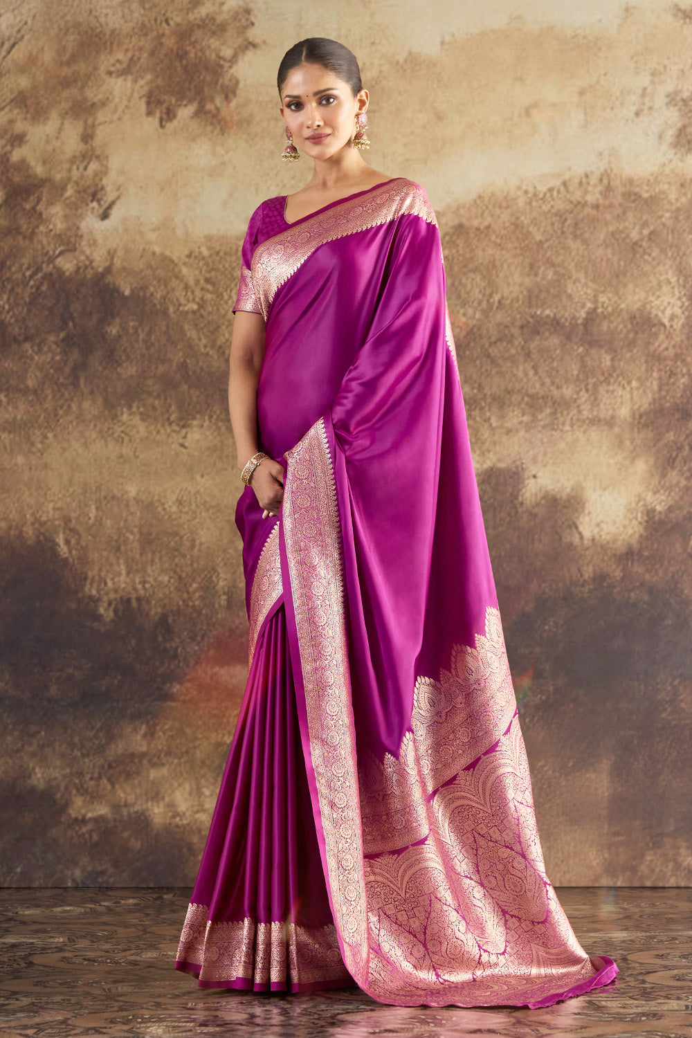 Purple Eri Silk Zari Woven Saree